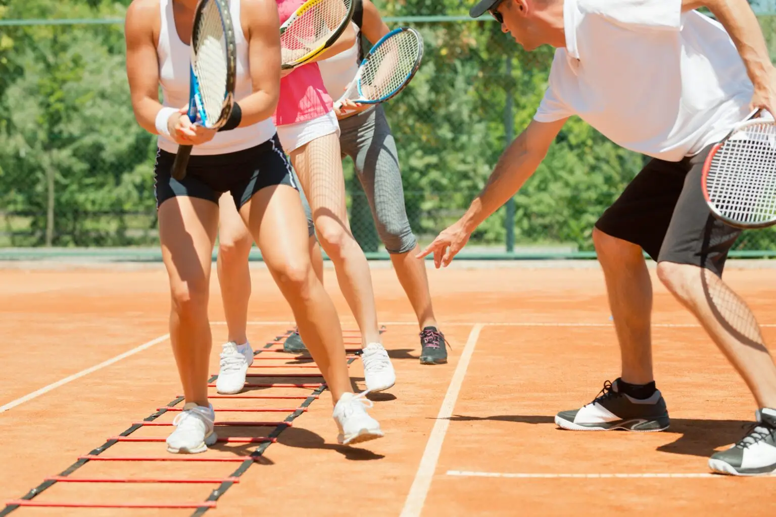 Group,Of,People,Run,Across,Laddres,Cardio,Tenniis,Training