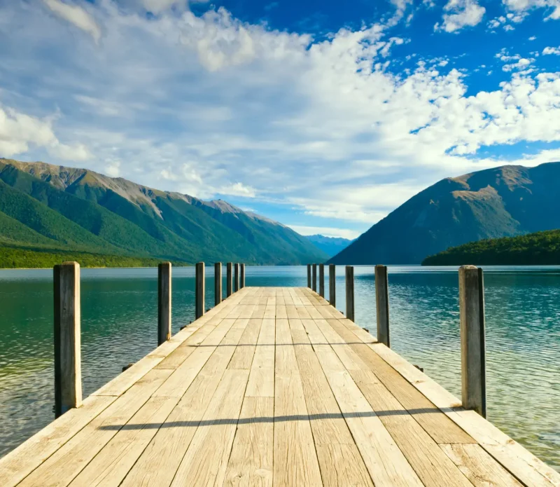 Jetty,Of,A,Beautiful,Lake,During,Mid,Day